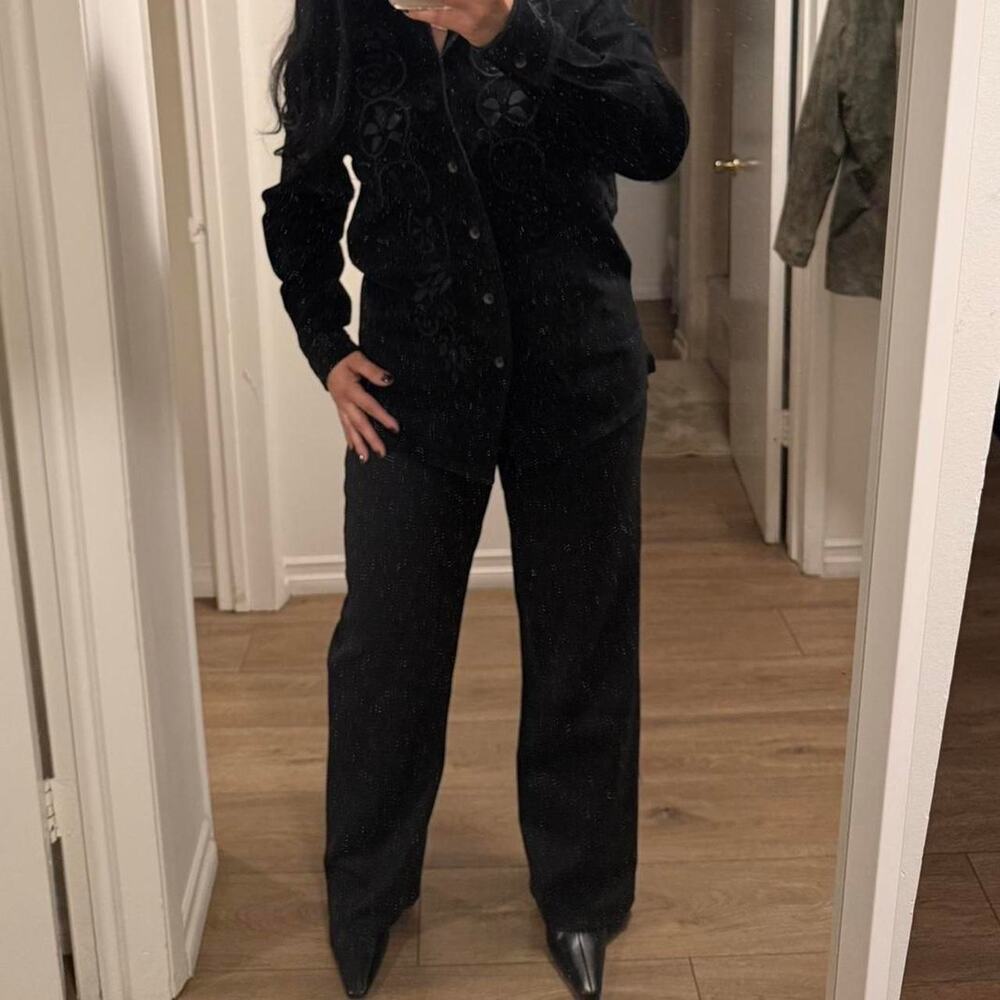 Black genuine suede leather thick